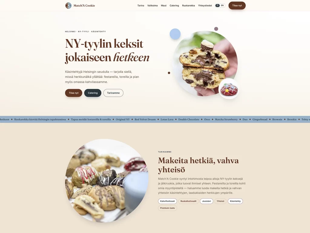 Match'A Cookie – NY-tyylisiä keksejä sivuston kuva matchacookie.fi
